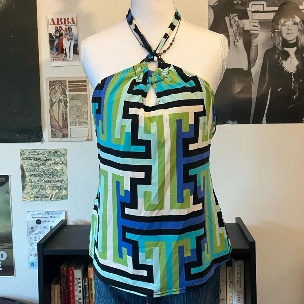 Kenneth Cole Geometric Print Key Hole Tankini Bathing Suit